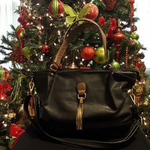 Black tote handbag